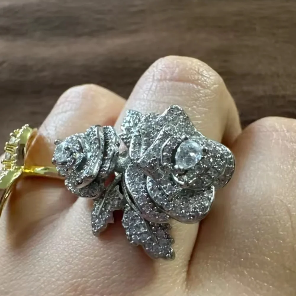 Anthropologie Silver Rose Ring